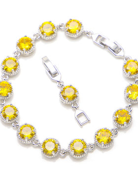 钻石之乡河南商丘人工钻石禁拍圆形彩宝镶嵌手饰水晶手链女a2505