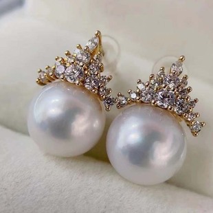 天然养殖爱迪生强光淡水珍珠S925银金典冰雪皇后女耳钉耳饰a2818