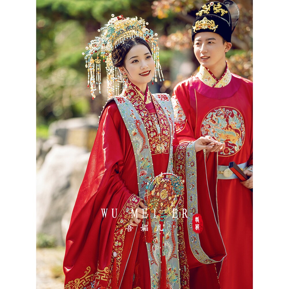 重工明制汉服婚服2026新款中式嫁衣结婚礼服凤冠霞帔情侣款a4830