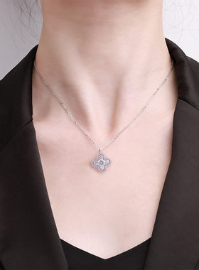 河南钻石商丘人工钻石S925四叶草项链设计感百搭简约轻奢高a2596