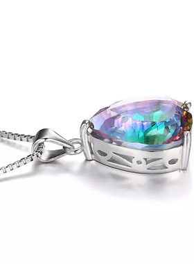 钻石之乡河南商丘跨境 梨形七彩石吊坠项链 创意花纹水滴形a2470