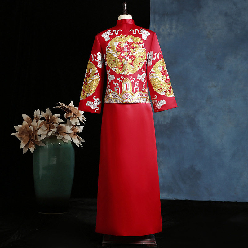 秀禾服男新郎服中式结婚礼服男装秀禾男士结婚龙凤褂唐装秀a5142