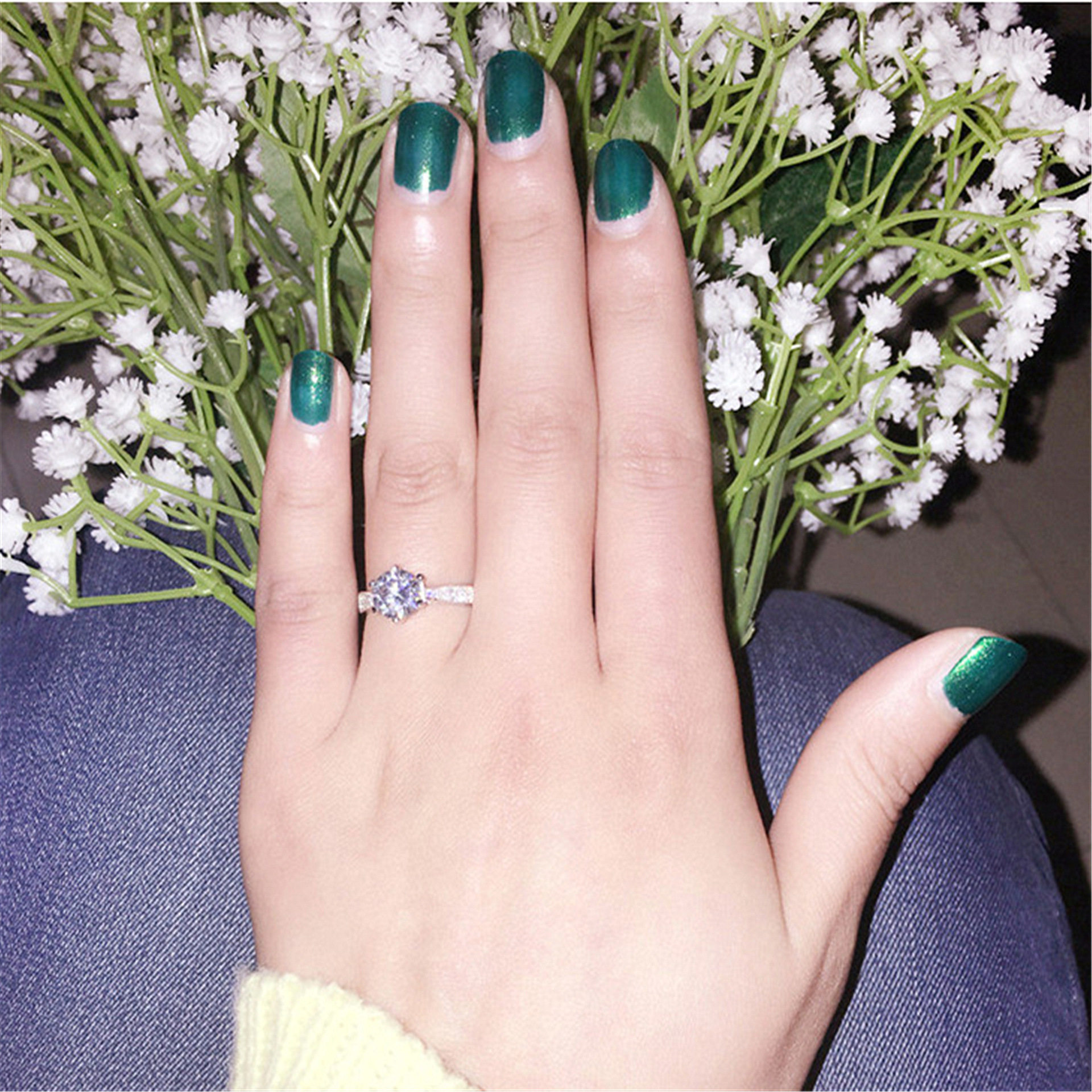 钻石之乡河南商丘钻戒女款结婚戒指高托钻六爪镶嵌锆石戒子a2848