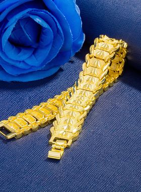 钻石之乡河南商丘时尚欧币镀金饰品三叶草手链 镀24K金男宽a2564