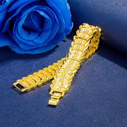 钻石之乡河南商丘时尚欧币镀金饰品三叶草手链 镀24K金男宽a2564