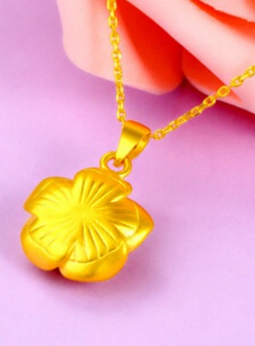 钻石之乡河南商丘时尚镀24k金玫瑰花吊坠花朵项链 情人礼物a0192