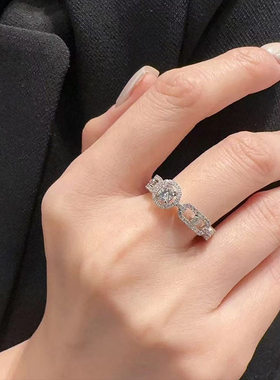钻石之乡商丘钻石S925纯银梅家戒指女时尚高级感灵动几何指a2630