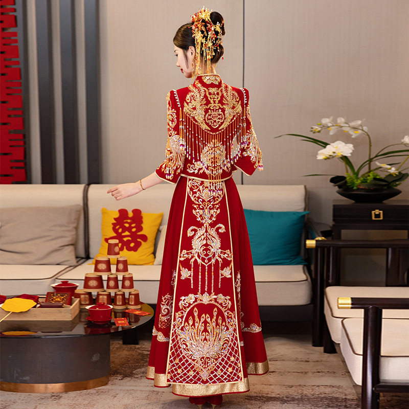 秀禾服新娘2025新款中式出阁服出嫁婚服嫁衣小个子新式红嫁a5100