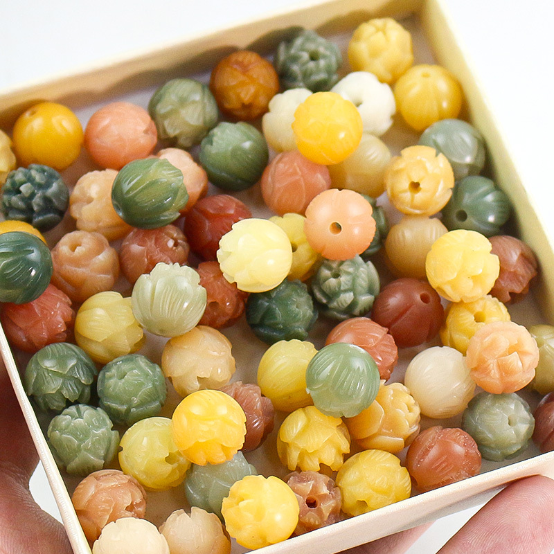 菩提之乡中国海南厂家菩提根雕刻莲花珠散珠手工DIY手串手持配件