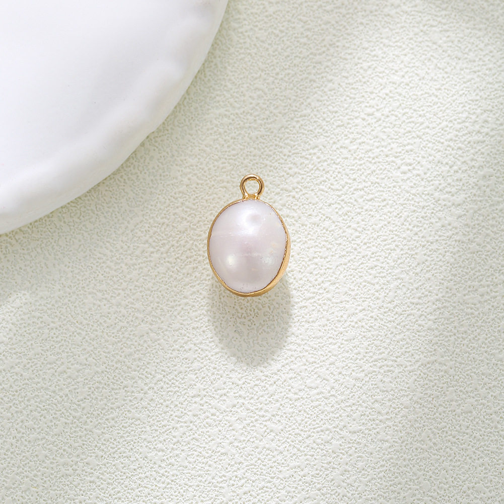 天然巴洛克异形珍珠吊坠单坠配饰包金边纽扣菱形圆形手工diya2644