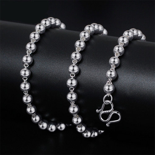 钻石之乡河南商丘韩版镀银经典佛珠项链光面空心圆珠型男项a2327