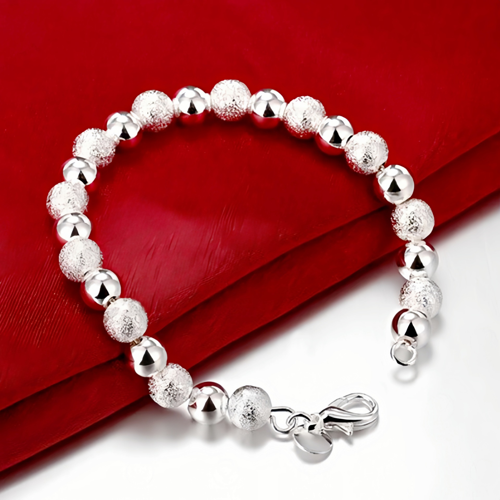 钻石之乡河南柘城河南人工钻石ebay热卖款镀银饰手链 8M间沙珠手