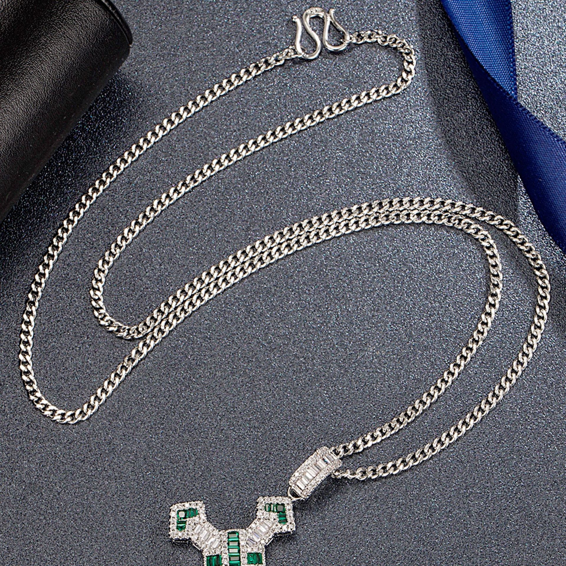 钻石之乡河南柘城河南人工钻石嘻哈古巴侧身单圈项链潮流马鞭项链