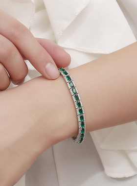 河南钻石商丘人工钻石绿尖晶钻手链森系纯银ins小众设计简约a2618