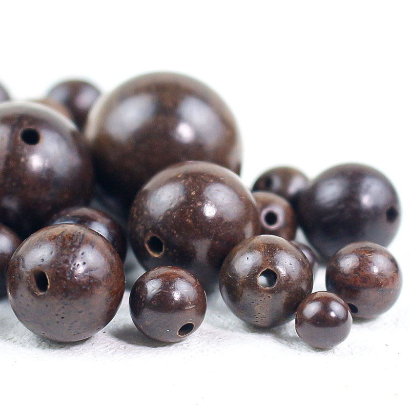 菩提之乡中国海南皮灰木散珠子皮黑土沉香木6-8MM圆珠DIY佛珠108