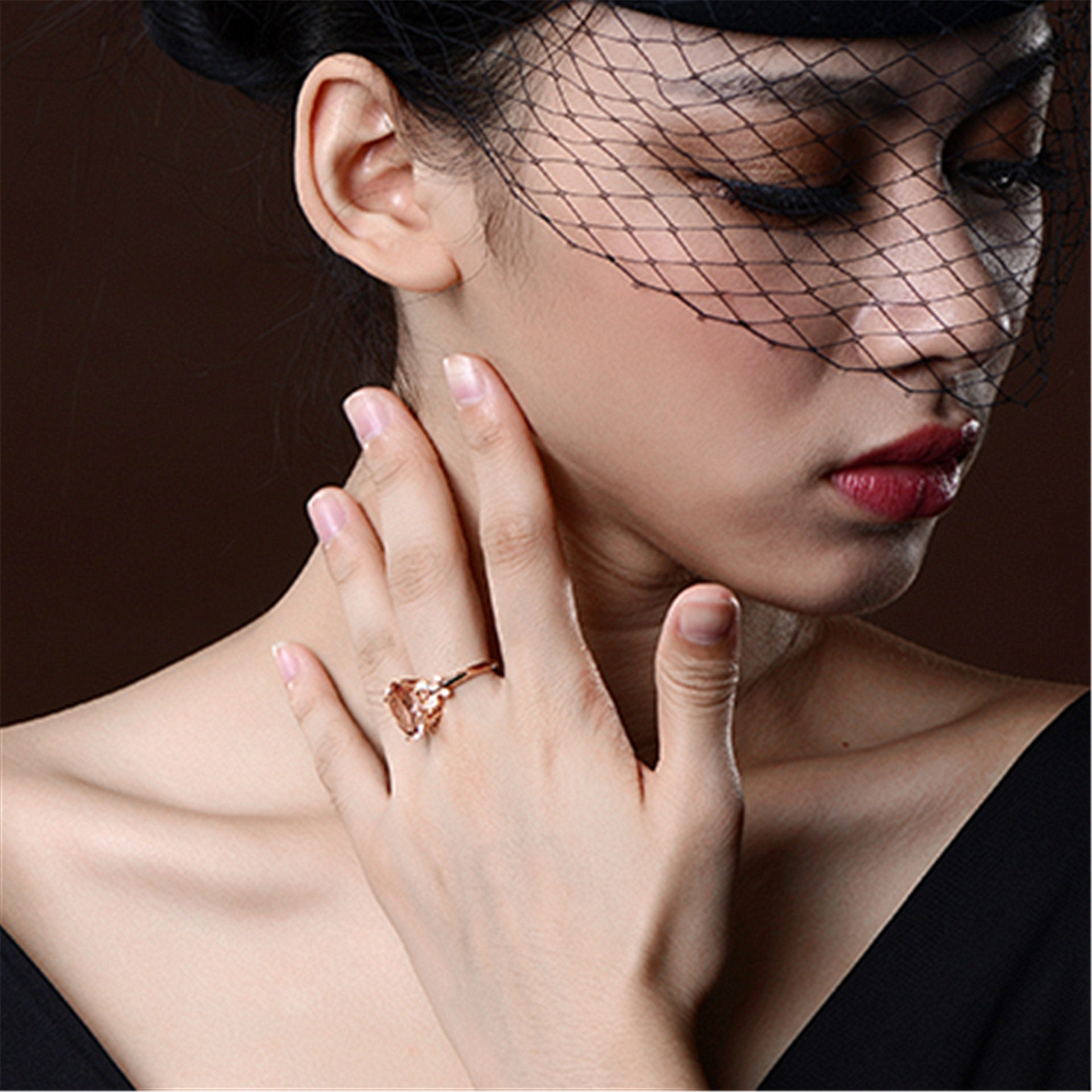 钻石之乡河南商丘wish饰品外贸5克拉天然摩根石戒指 镀18K玫a2640