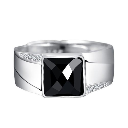 钻石之乡河南商丘开口感仿黑玛瑙大裸石指环潮牌可调节戒指 a0133