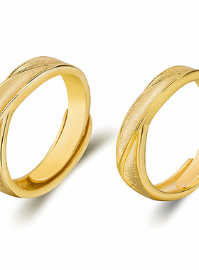 钻石之乡河南商丘真空电镀流韵线条戒指 欧币镀金情侣对戒磨a2503