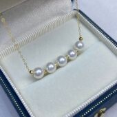 天然淡水珍珠正圆基本无暇项链女锁骨颈链高级简约S925银万a2841