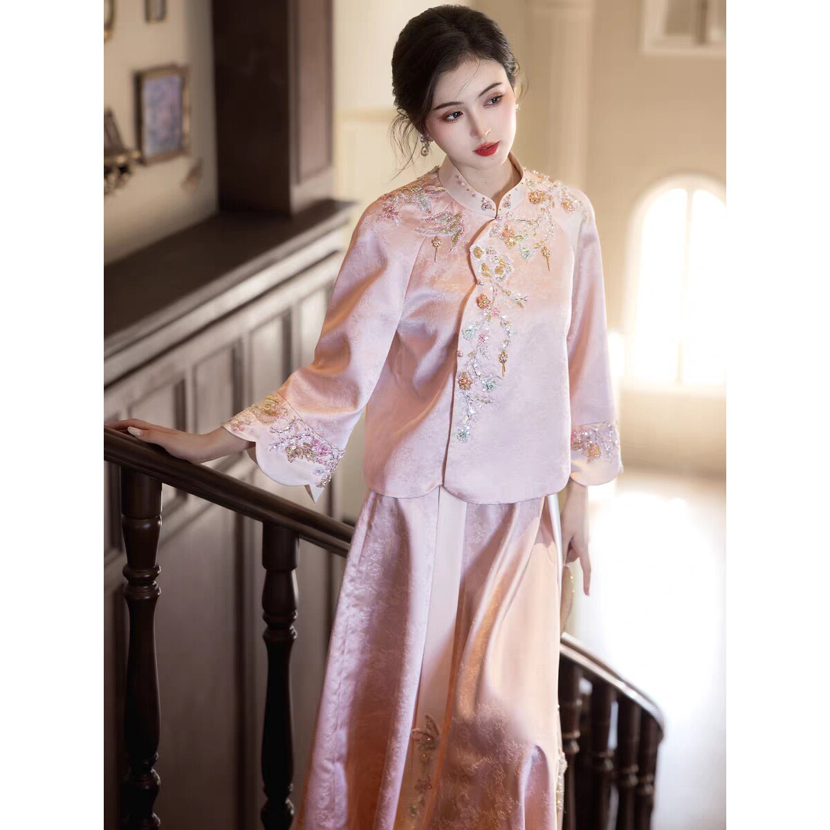 新中式粉色订婚礼服2026新娘结婚敬酒服小个子回门礼服女厂a4283