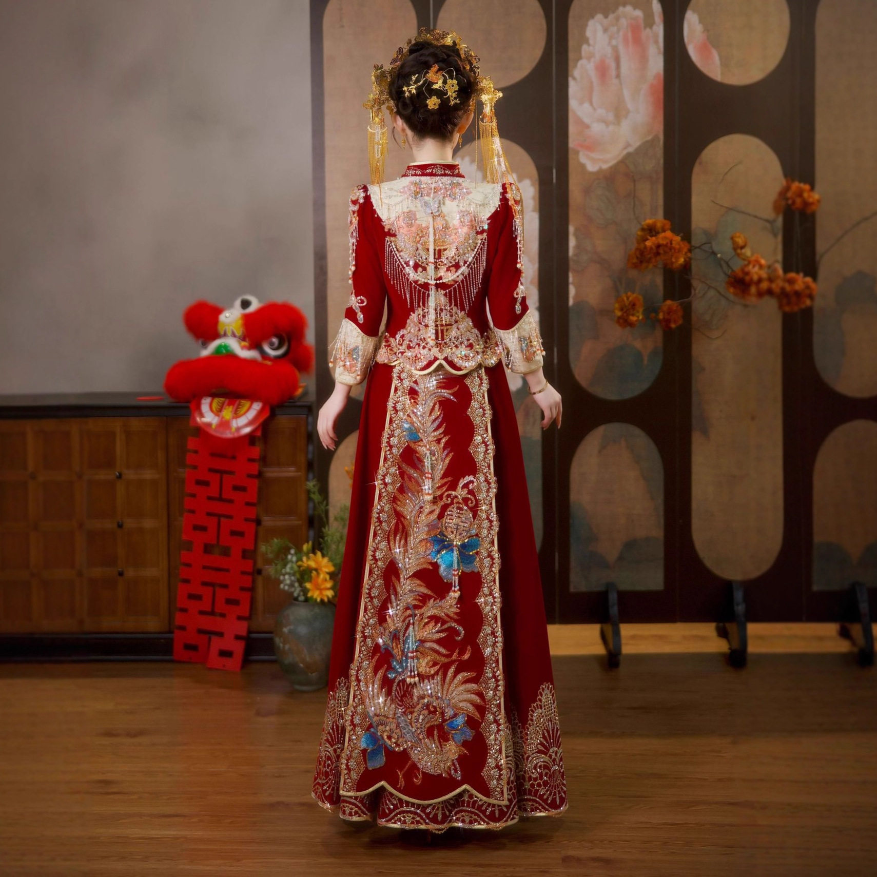 2026冬季新款秀禾服缎面结婚秀禾服重工刺绣小个子结婚礼服a5143