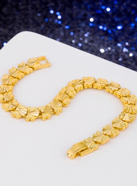 钻石之乡河南商丘金嘉华 时尚流行皇冠形爱心手链 嘻哈镀24Ka2821