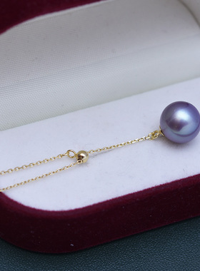 诸暨淡水珍珠强光紫色爱迪生单粒吊坠S925银Y项链直播跨境供a2716