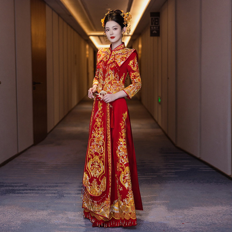 2025冬季新款秀禾服小个子龙凤褂嫁衣新娘结婚礼服新中式婚a5114