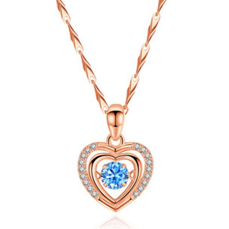 钻石之乡河南柘城河南人工钻石韩版灵动心形吊坠银项链 心动恋人