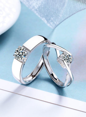 河南钻石商丘钻石河南商丘钻石S925纯银情侣戒指心形对戒表a2589