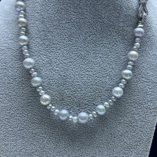 天然淡水养殖珍珠真多麻灰色项链大小珠毛衣链秋冬时尚百搭a2776