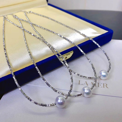 天然淡水珍珠项链小红书爆款S925银碎银子强光吊坠手链直播a2854