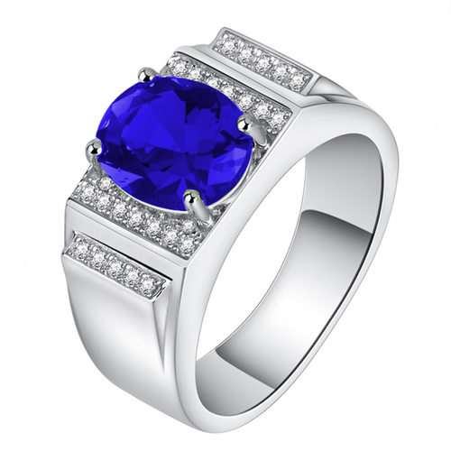 钻石之乡河南商丘奢华小众霸气绅士彩宝戒指 开口合成蓝绿宝a0181