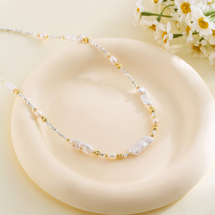 碎银子异形巴洛克珍珠项链欧美跨境小众轻奢高级感颈链锁骨a2685