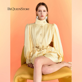 明星同款 BeQueenStory日光黄静奢原创设计感复古港风风衣外套