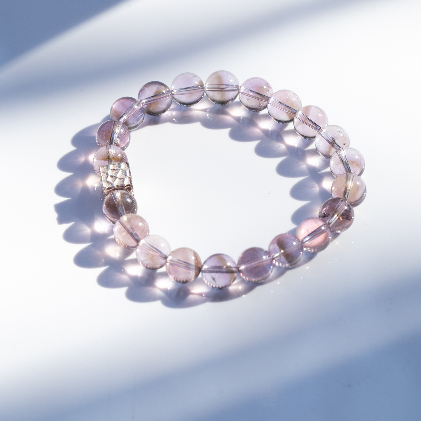 天然水晶手串白水晶黑金超七