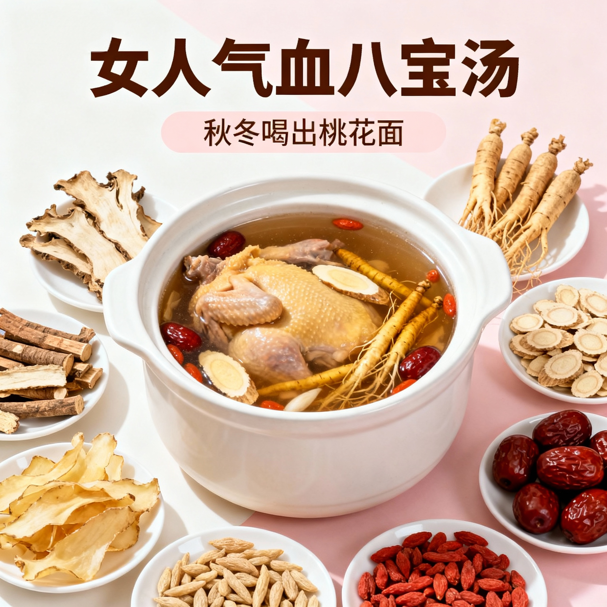 气血八宝汤人参党参当归红枣枸杞麦冬黄芪玉竹煲汤材料包女人滋补