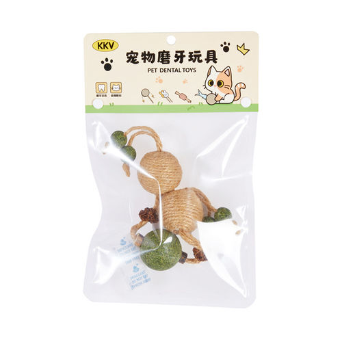 KKV宠物磨牙玩具木天蓼薄荷麻绳球猫咪自嗨解闷逗猫狗狗绳结玩具