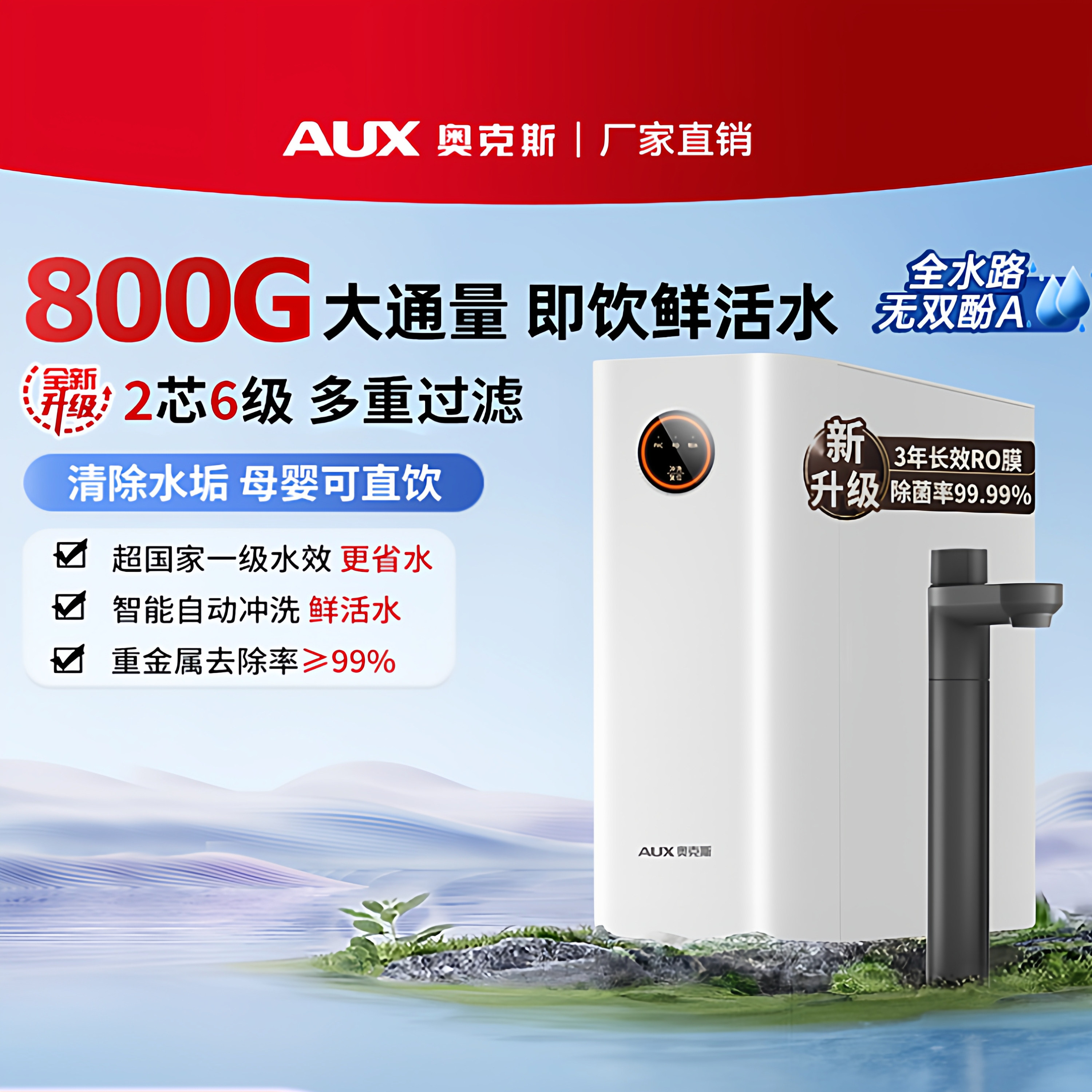奥克斯RO反渗透净水器