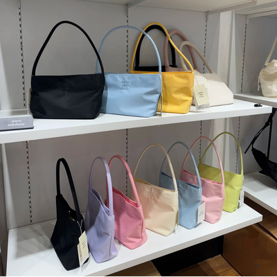 韩国设计师品牌mucu and ebony刺绣字母糖果色马卡龙手提腋下包