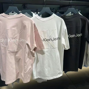 Jeans同款 ck短袖 夏季 纯棉休闲宽松t桖情侣款 背后浮雕大logo上衣