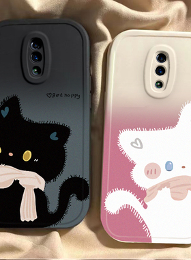 适用于opporeno手机壳PCAM00新款适用于opporeno2保护套摄像头硅胶全包防摔适用于opopreno2男女卡通黑白猫