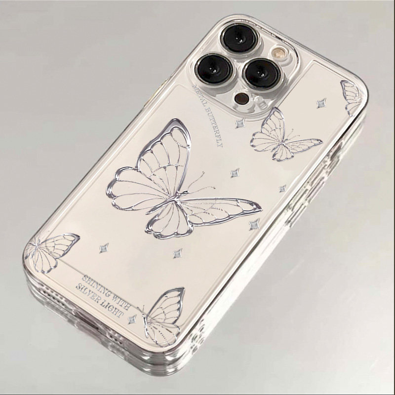 银线蝴蝶适用vivos6手机壳透明vivox50/60/3070硅胶y77/76/51s防摔iQOOneo8/z7/6/5/3创意iQOO11/10pro个性壳