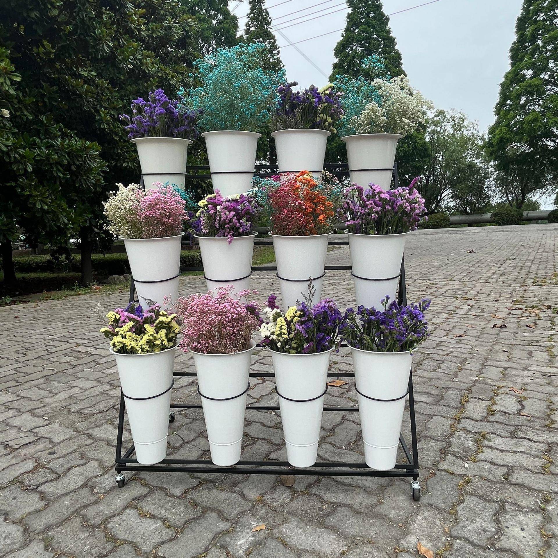 铁艺花架摆摊情人节鲜花超市花店花架婚庆用品多层货架梯形架鲜花