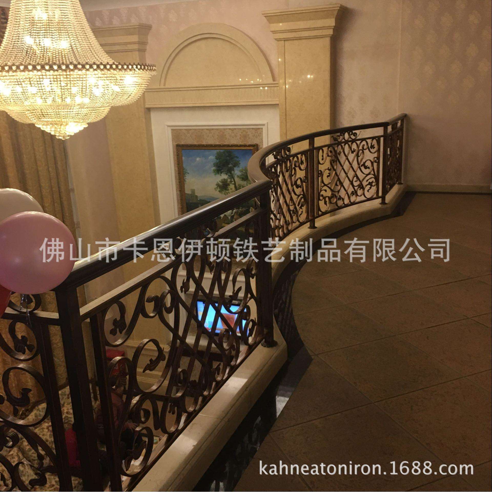 欧式手工锻造锌钢铁艺楼梯扶手不锈钢护栏艺术栏杆安装出口