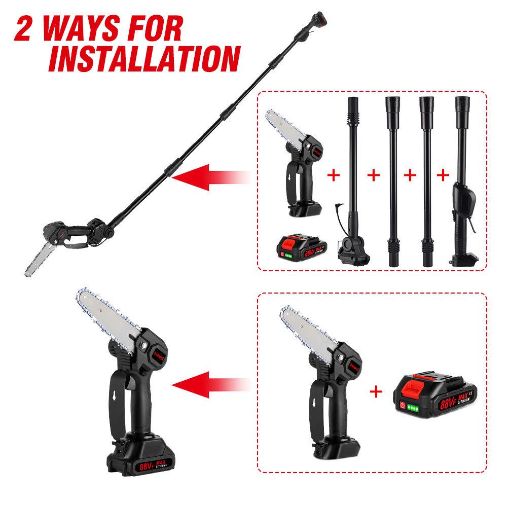 6寸家用锂电高枝锯有刷手提电链锯迷你伐木小电锯电动锯锂电链锯