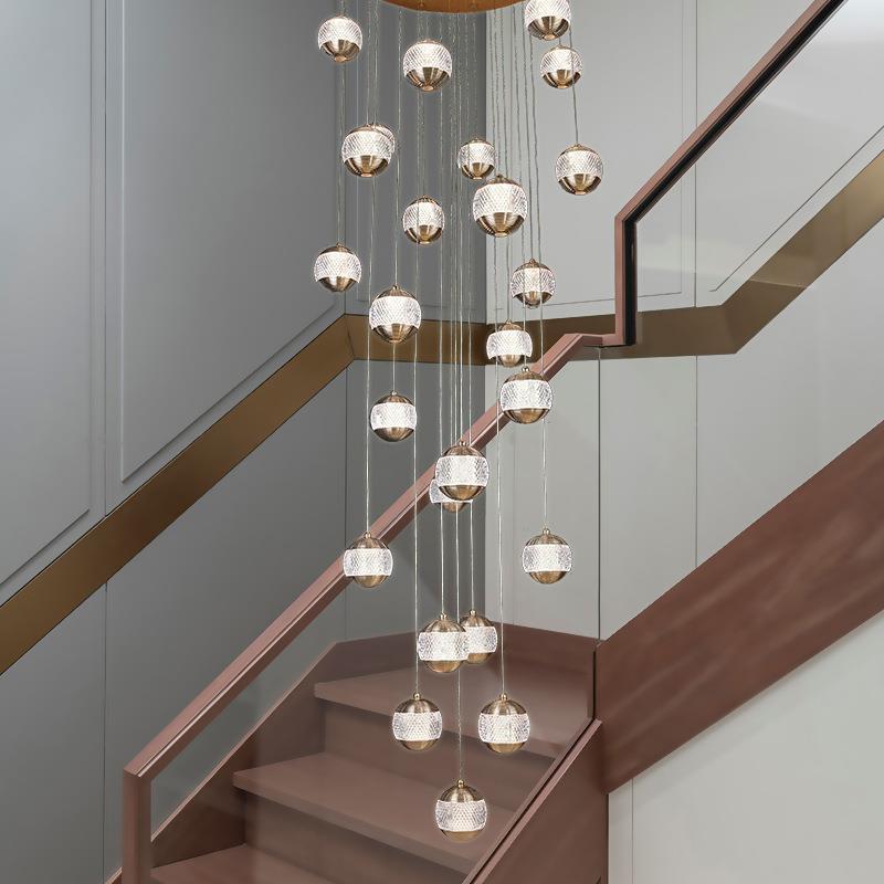 楼梯间灯长吊灯现代简约轻奢大别墅小复式楼loft公寓中空客厅灯具