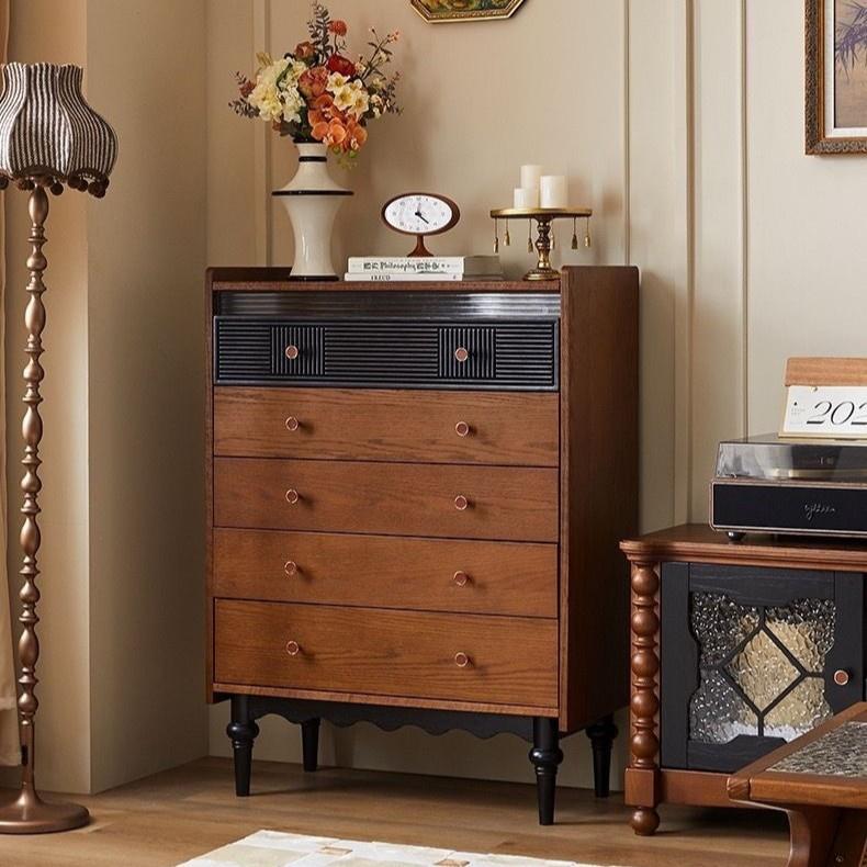 美式法式五斗柜实木收纳北欧斗柜橱客厅卧室抽屉储物柜复古边柜