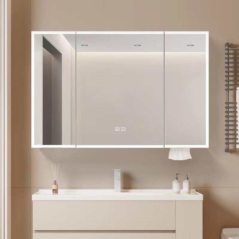 珍涵太空铝智能浴室镜柜单独带LED灯除雾卫生间美妆梳妆带置物架