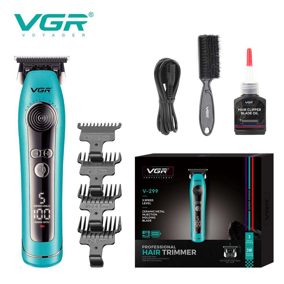 VGR299电动五档加速理发器数显雕刻油头专业高速9000RPM推剪